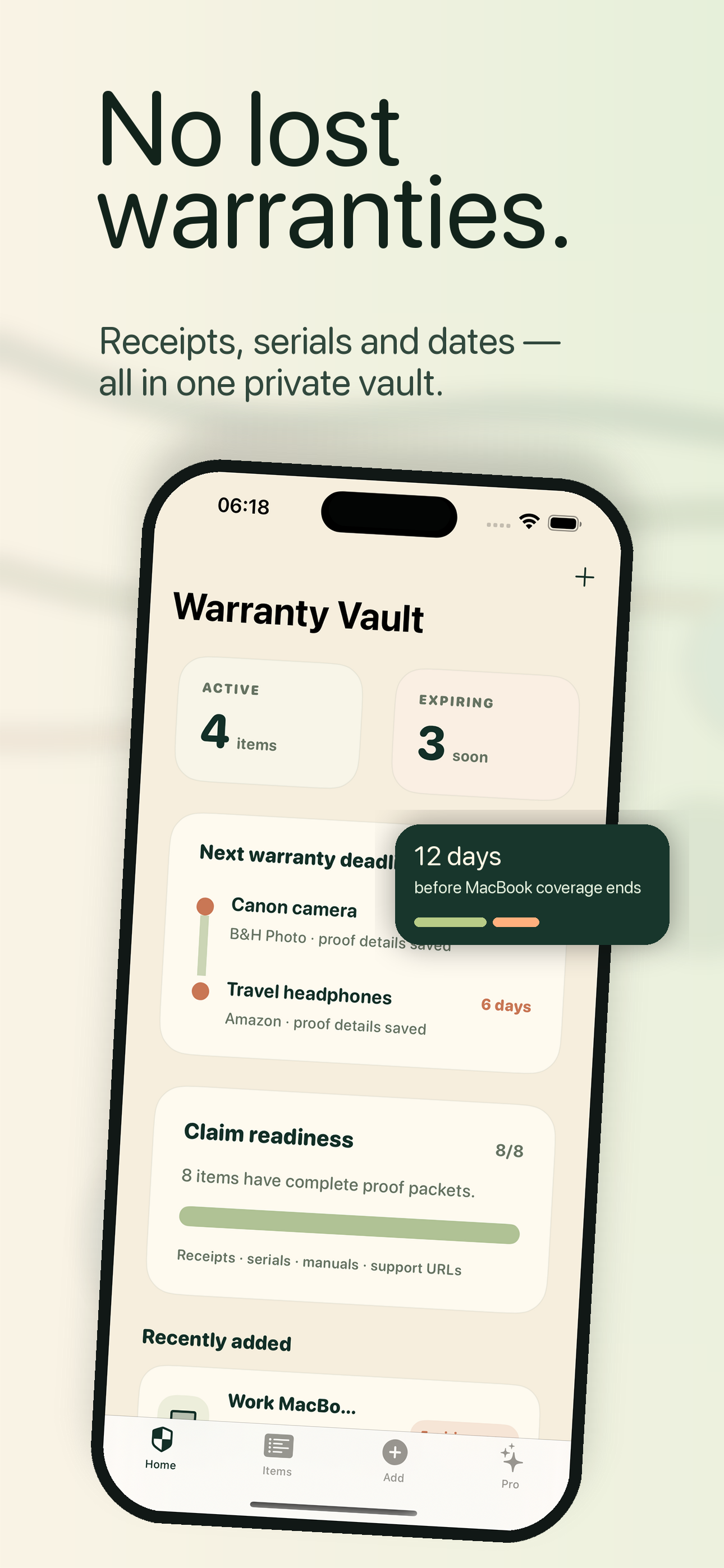 WarrantyVault App Store screenshot
