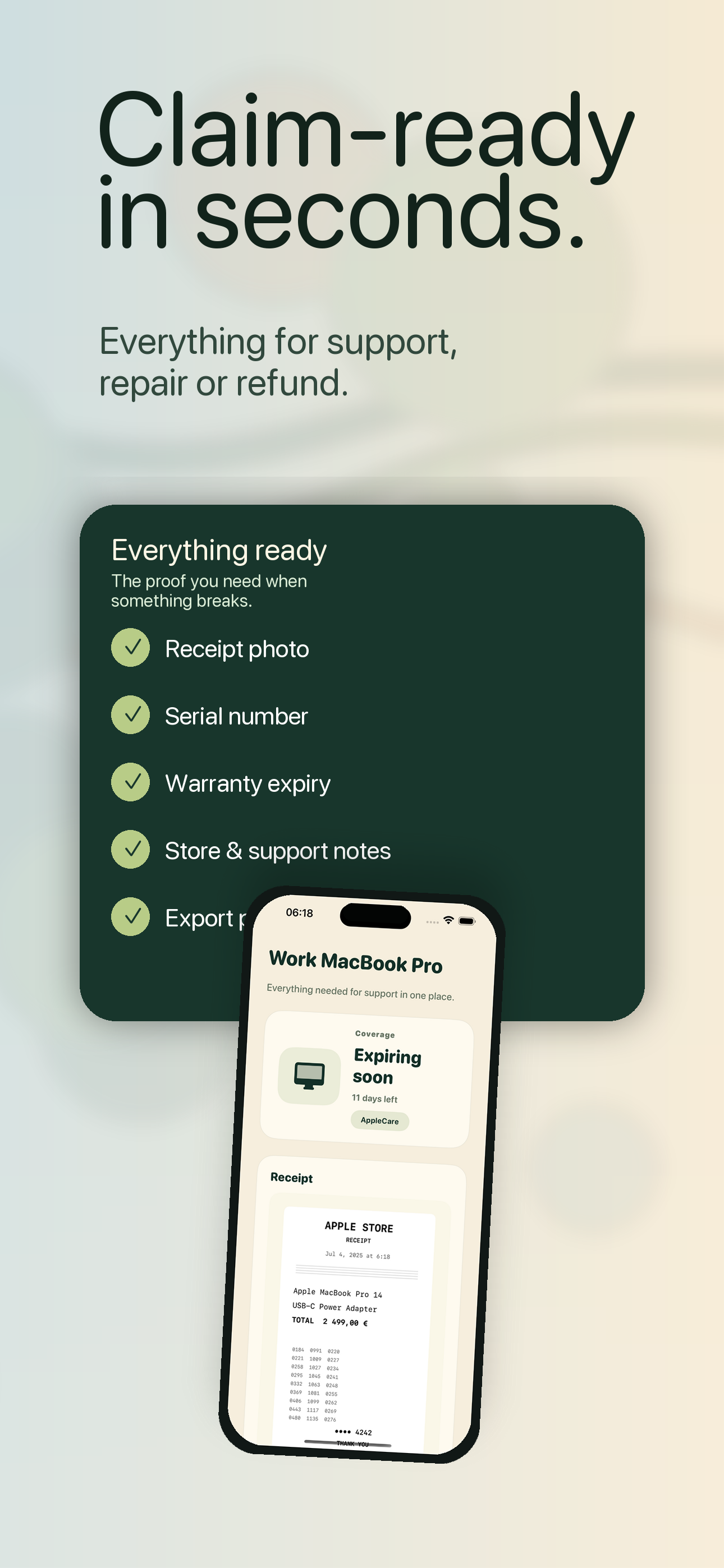 Claim-ready in seconds